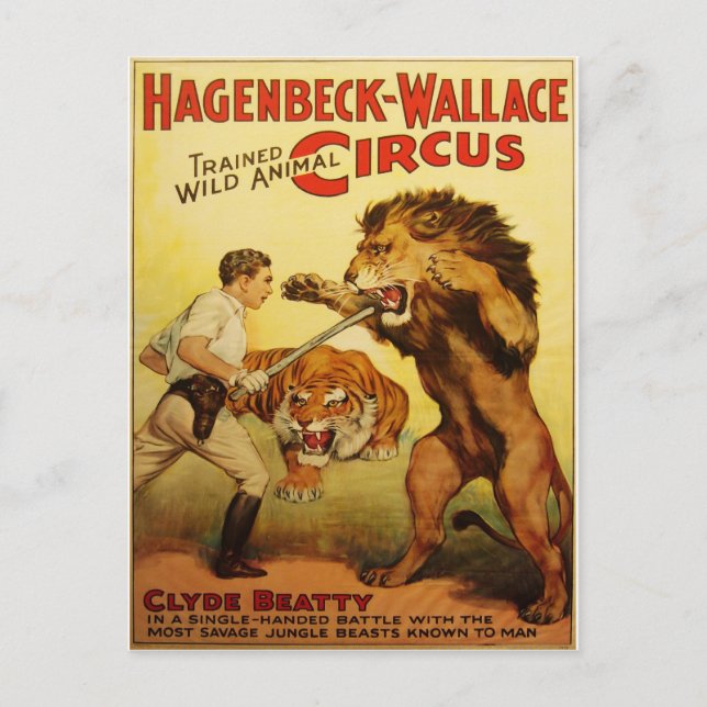 Vintage Postkarte Hagenbeck Zirkuses (Vorderseite)