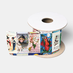 Vintage Postkarte Halloweens Satinband