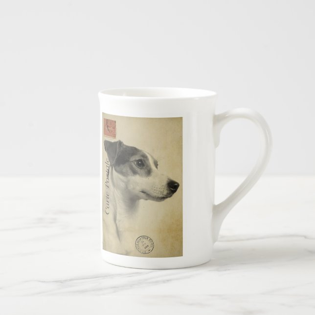 Vintage Postkarte Jack-Russells Prozellantasse (Rechts)