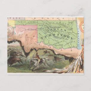 Vintage-Postkarte Jagd auf Bisons im Indianer-Terr Postkarte