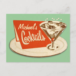 Vintage Postkarte - Martini-Glas Cocktails