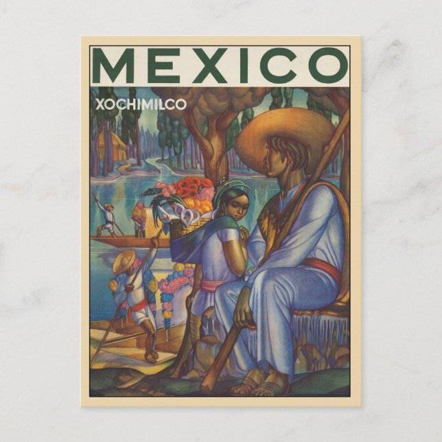 Vintage Postkarte mit mexikanischem Poster drucken (Vorderseite)