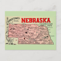 Vintage-Postkarte mit Nebraska-Karte