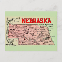 Vintage-Postkarte mit Nebraska-Karte Postkarte