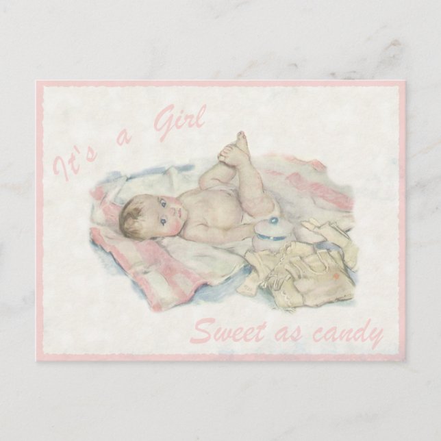 Vintage Postkarte mit Niedlichem kleinen Baby Girl (Vorderseite)