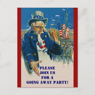 Vintage-Postkarte Onkel Sam patriotische Einladung