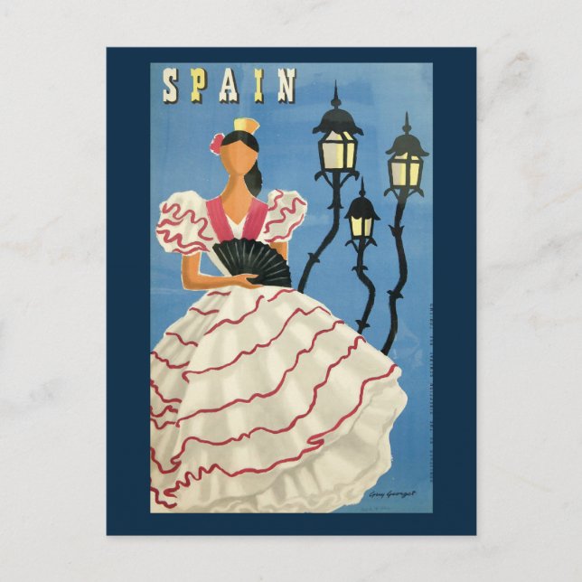 Vintage-Postkarte spanische Tänzerin Postkarte (Vorderseite)