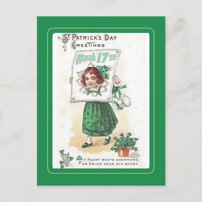 Vintage Postkarte St Patrick's Day (Vorderseite)