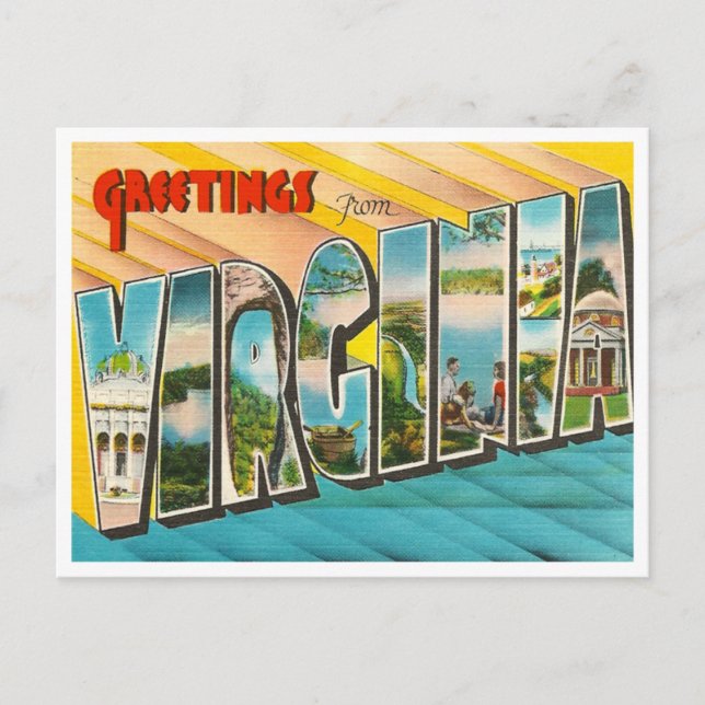 Vintage Postkarte Virginia (Vorderseite)
