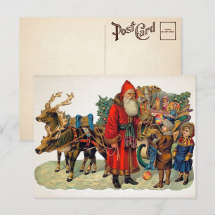 Vintage-Postkarte von einem wütenden Weihnachtsman Postkarte