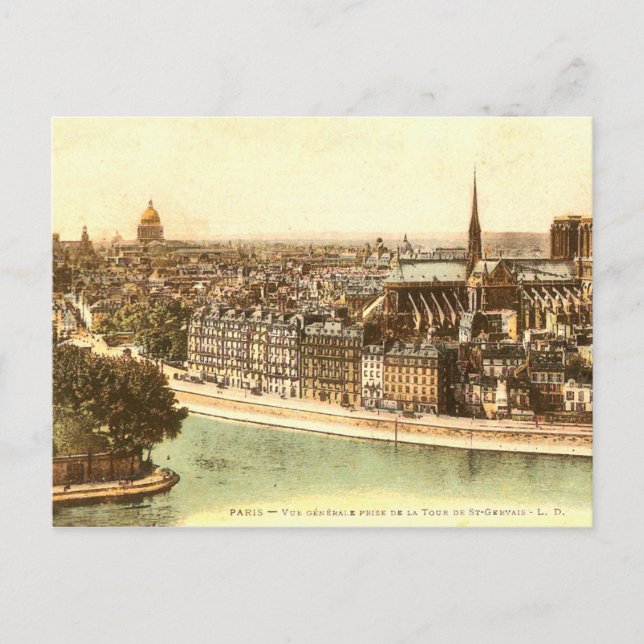 Vintage Postkarte von Paris (Vorderseite)