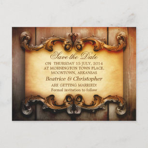 Vintage Postkarten aus Save the Date Holz