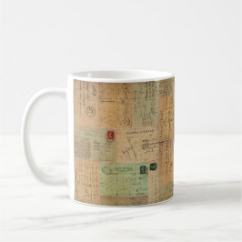 Vintage Postkarten-Collage Kaffeetasse