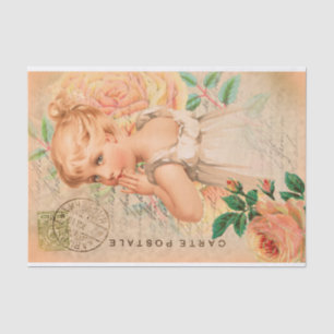 Vintage-Postkarten-Decoupage für Baby-Mädchen Seidenpapier