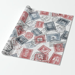 Vintage-Poststempel-Collage-Muster (1) Geschenkpapier