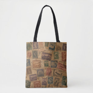 Vintage-Postwertzeichen-Philatelika-Ephemera Tasche