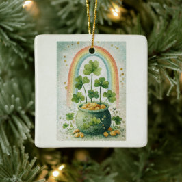 Vintage Pot of Gold and Rainbow Keramikornament