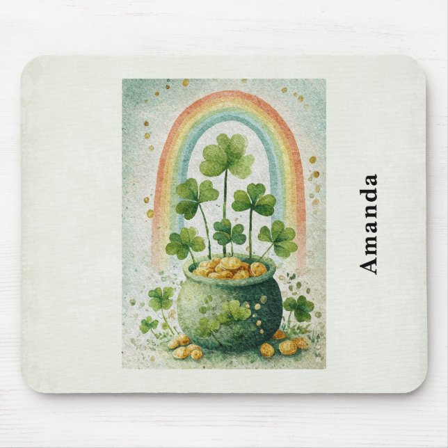 Vintage Pot of Gold and Rainbow Mousepad (Vorne)
