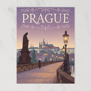 Vintage Prag Karlsbrücke Sonnenuntergang Postkarte