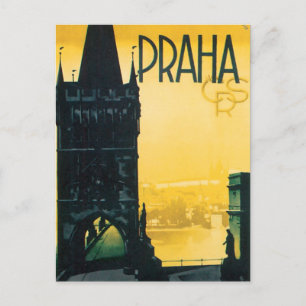 Vintage Prag (Praha) feines Reiseplakat Postkarte