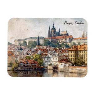Vintage-Prag Tschechien Stadtmalerei Magnet