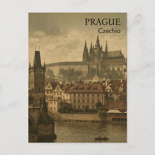 Vintage Prager Erinnerungen Europäische Reisepostk Postkarte (Vorderseite)