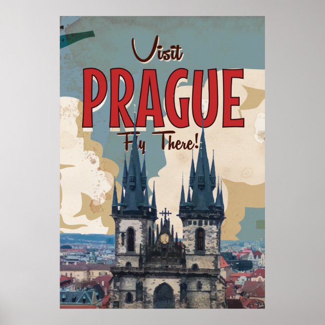 Vintage Prague, République Tchèque Affiche de voya (Devant)