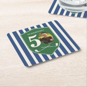 Vintage Preppy Golfer Blau Foto 50. Geburtstag Rechteckiger Pappuntersetzer