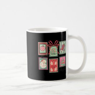 Vintage Preppy Very Merry Lehrer Santa Stempel Chr Kaffeetasse