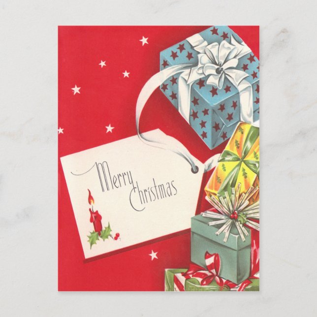 Vintage Presents Feiertagspostkarte (Vorderseite)