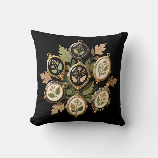 Vintage Pressed Botanical Ornaments Art Print Kissen (Vorderseite)