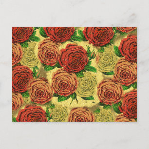 Vintage Pretty Chic rote Rosen Wallpaper Collage Postkarte