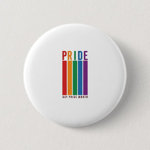 Vintage Pride Monat Regenbogen-Typografie-Shirt-De Button