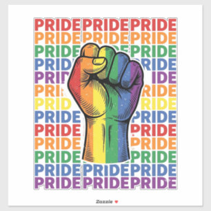 Vintage Pride Raised Fist Regenbogen-Shirt Design_ Aufkleber