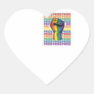 Vintage Pride Raised Fist Regenbogen-Shirt Design_ Herz-Aufkleber