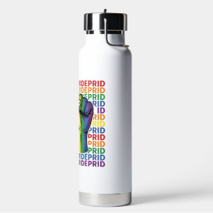 Vintage Pride Raised Fist Regenbogen-Shirt Design_ Trinkflasche