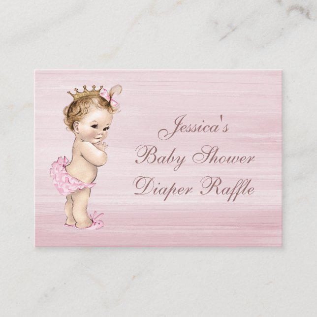 Vintage Princess Baby Duschduschmaschine Windelwan Begleitkarte (Vorderseite)