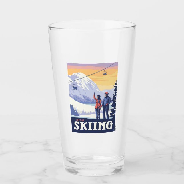 Vintage Printwerbung für lass's Go Ski Glas (Vorderseite)
