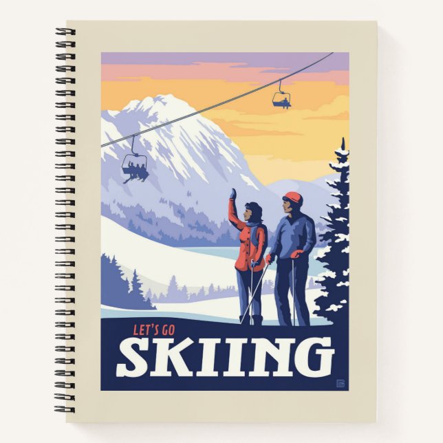 Vintage Printwerbung für lass's Go Ski Notizbuch (Vorderseite)