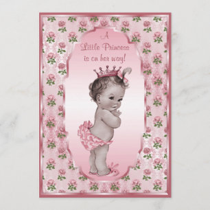 Vintage Prinzessin Girl und rosa Rosen-Baby-Dusche Einladung