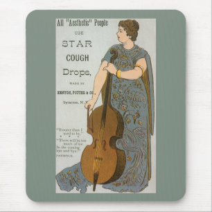 Vintage-Produktetikett, Star Hustenstiller mit Cel Mousepad