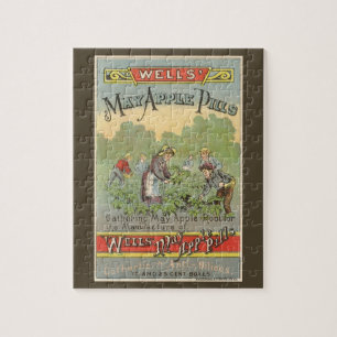 Vintage-Produktlabel-Kunst, Wells May Apple Pillen