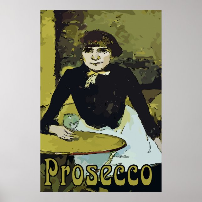Vintage Prosecco-Frau Poster (Vorne)