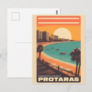 vintage Protaras Zypern Urlaub am Strand Geschenk Postkarte
