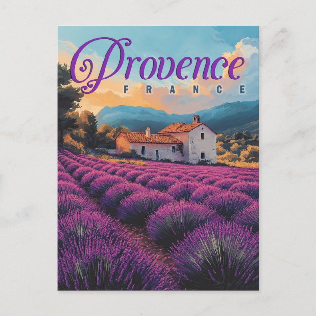 Vintage Provence Lavender Fields Postkarte (Vorderseite)