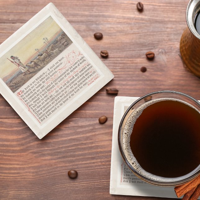 Vintage Psalm 23 Biblical Scripture  Steinuntersetzer (Von Creator hochgeladen)