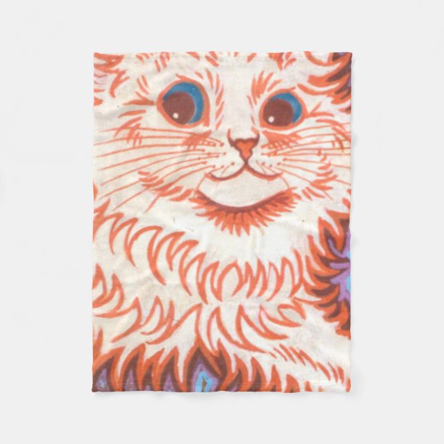 Vintage psychedelische Katze von Louis Wain Fleecedecke (Vorderseite)