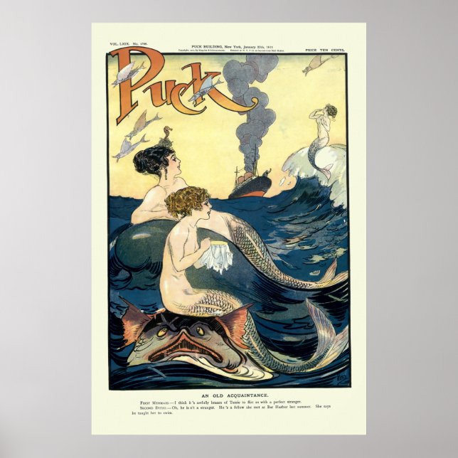 Vintage Puck Cover mit Mermaids Poster (Vorne)