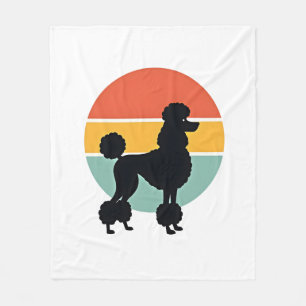 Vintage Pudel Sonnenuntergang Retro Hund Silhouett Fleecedecke