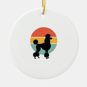 Vintage Pudel Sonnenuntergang Retro Hund Silhouett Keramik Ornament